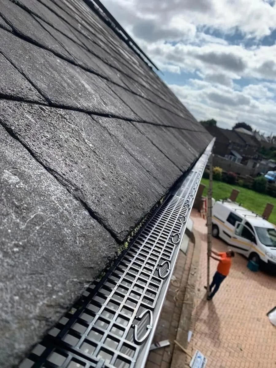 Gutter guard fitted on a slate roof in Cullompton